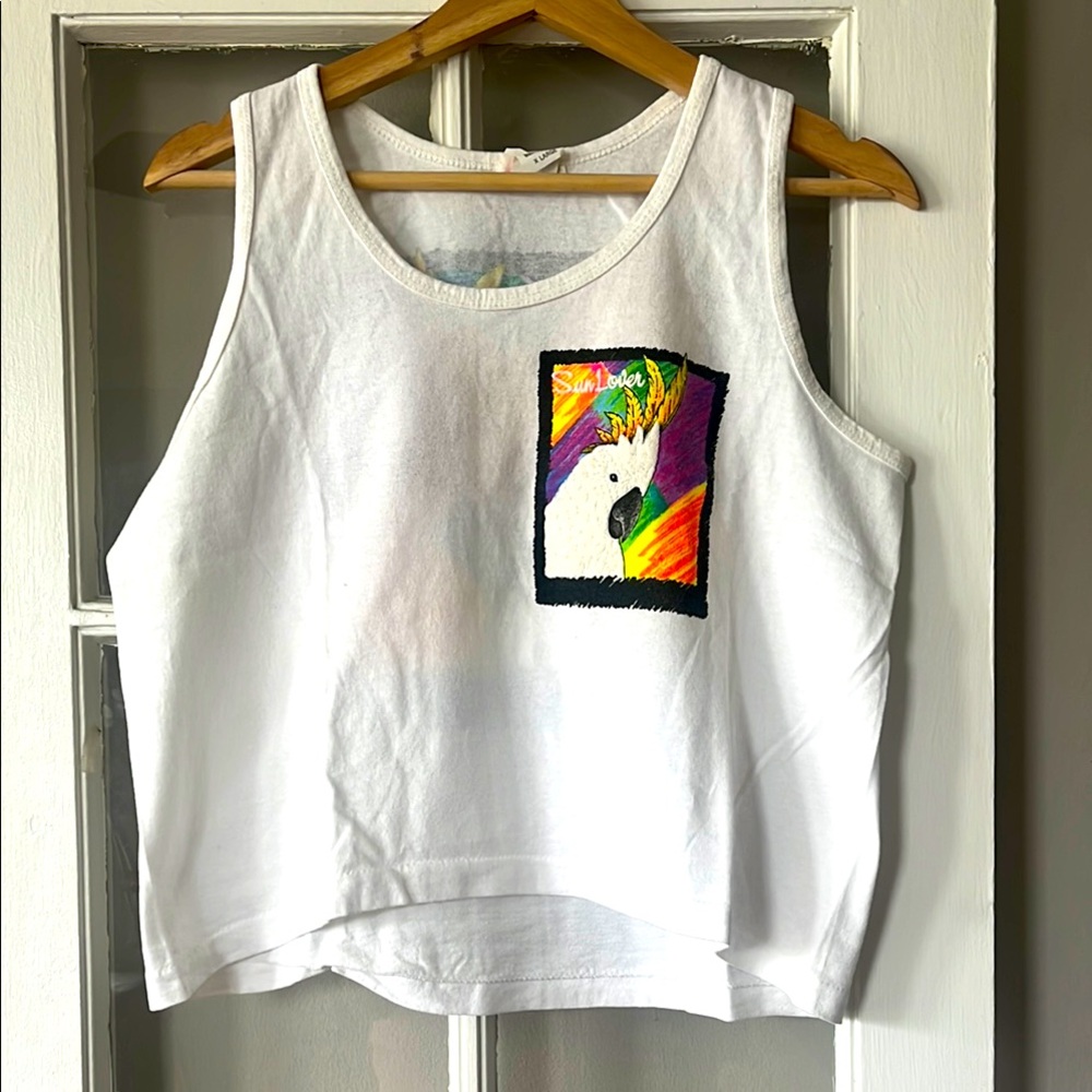 Vintage Sun Lover tank crop - cockatoo
